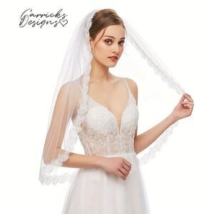 Lace Edge Bridal Wedding Veil With Comb White Veil